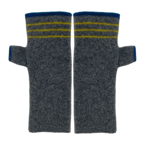 three striped gloves-medium-grey
